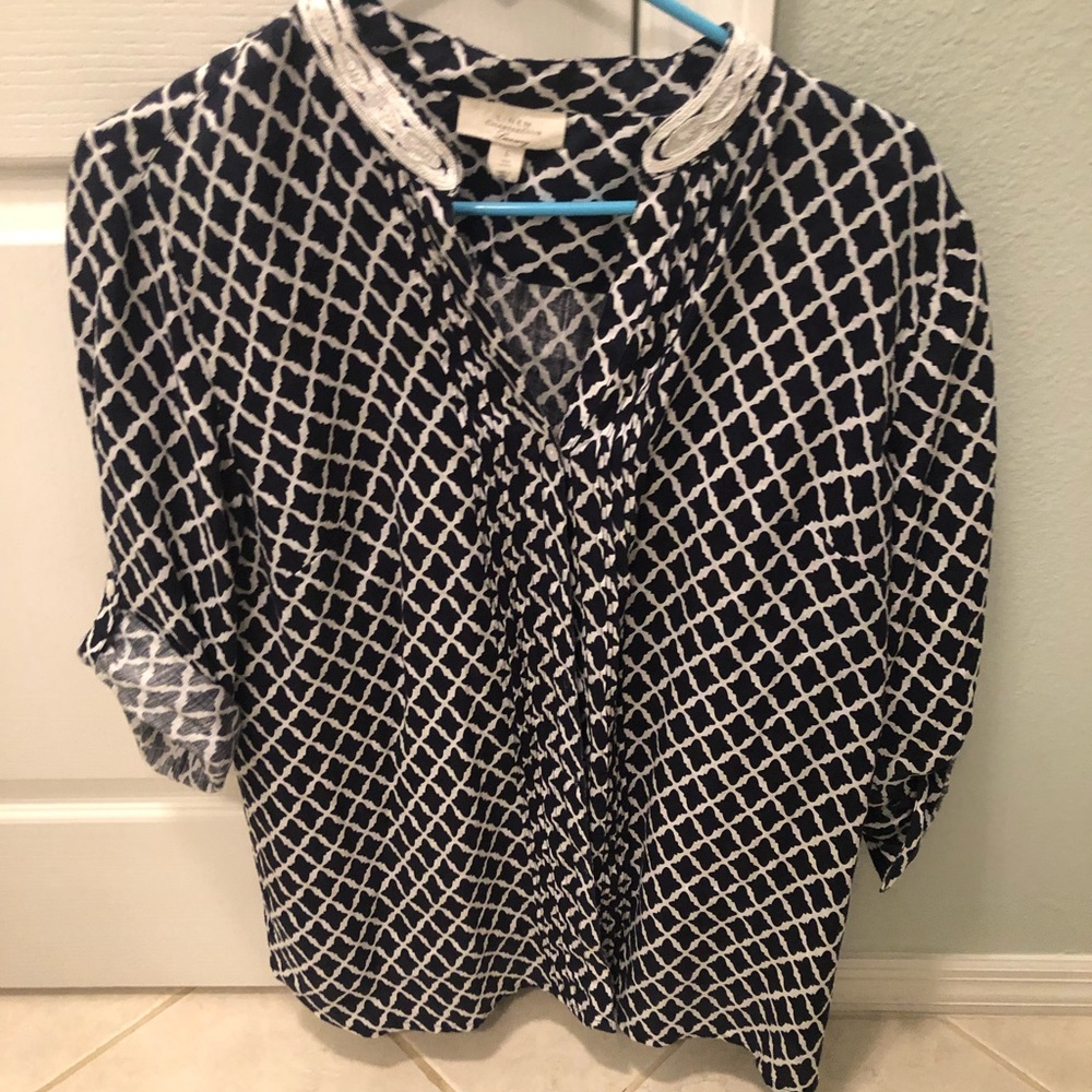 Blue and white blouse